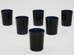 Jet All Black Noir Glass Tealight Votive Candle Holder - BULK Buy